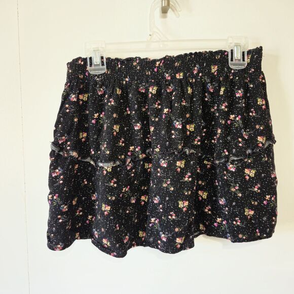 Forever 21 Other - Forever 21 Black Dainty Micro Floral Smocked Waistband Skirt Youth L/ Women XS